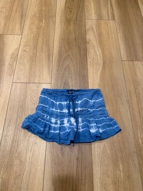 Y2K Tie-Dye Blue Mini Skirt with Ruffle Hem